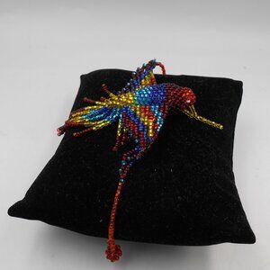HUMMINGBIRD HANDBEADED MULTI-COLORED ADJUSTABLE LARGE BRACELET ORNAMENT PENDANT